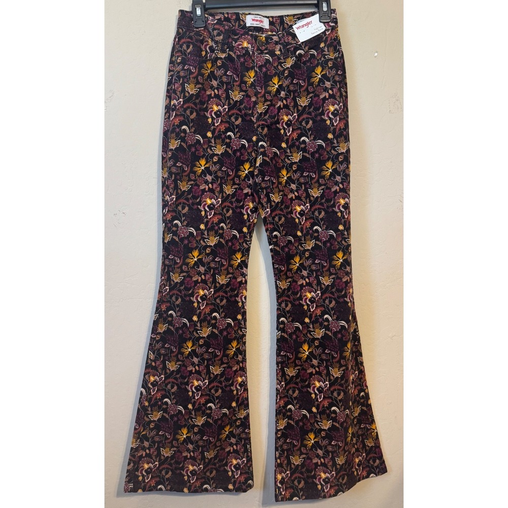 Wrangler Flare Pants Women 6x32 Floral Fierce Flare High Corduroy Boho NEW